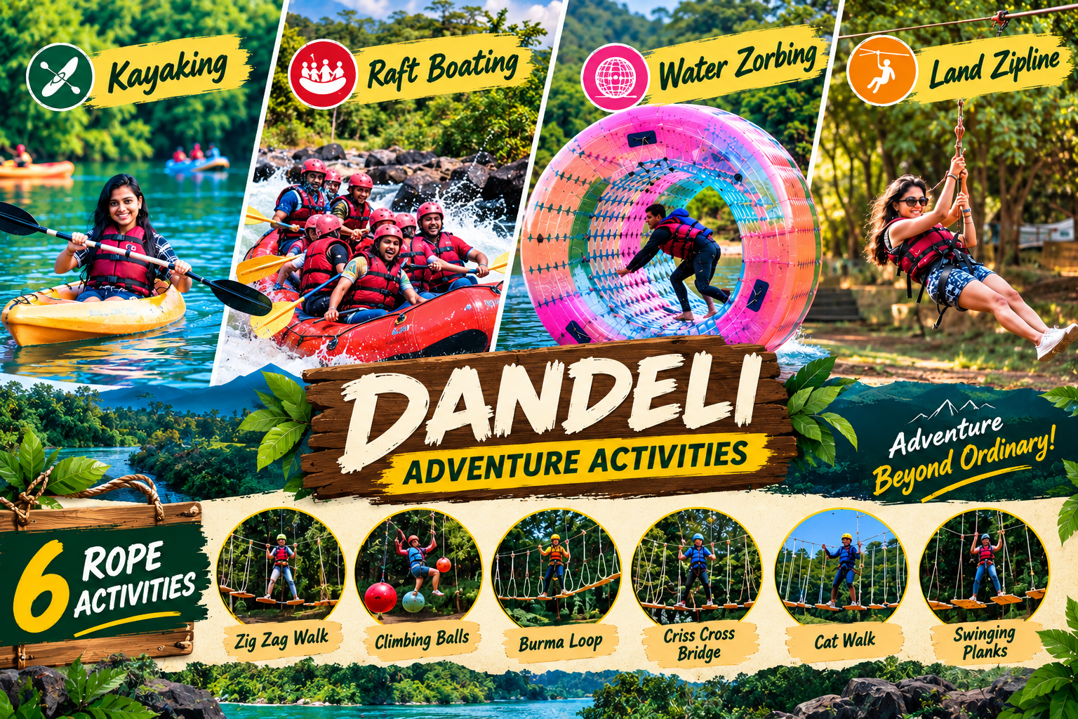 4 Adventure + 6 Rope Activities 10 Combo in Dandeli